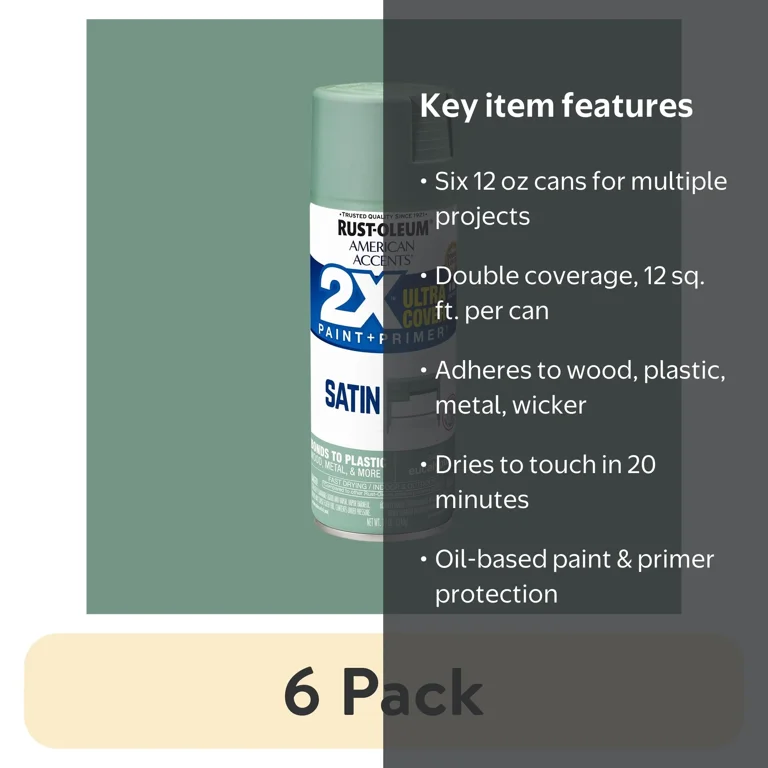 6 pack) Eucalyptus, Rust-Oleum American Accents 2X Ultra Cover