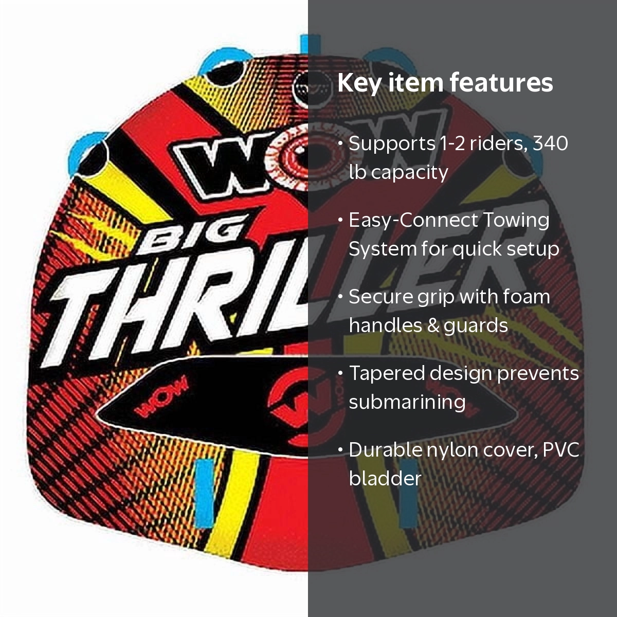 WOW Sports Big Thriller Deck Tube 340 lb Capacity Inflatable