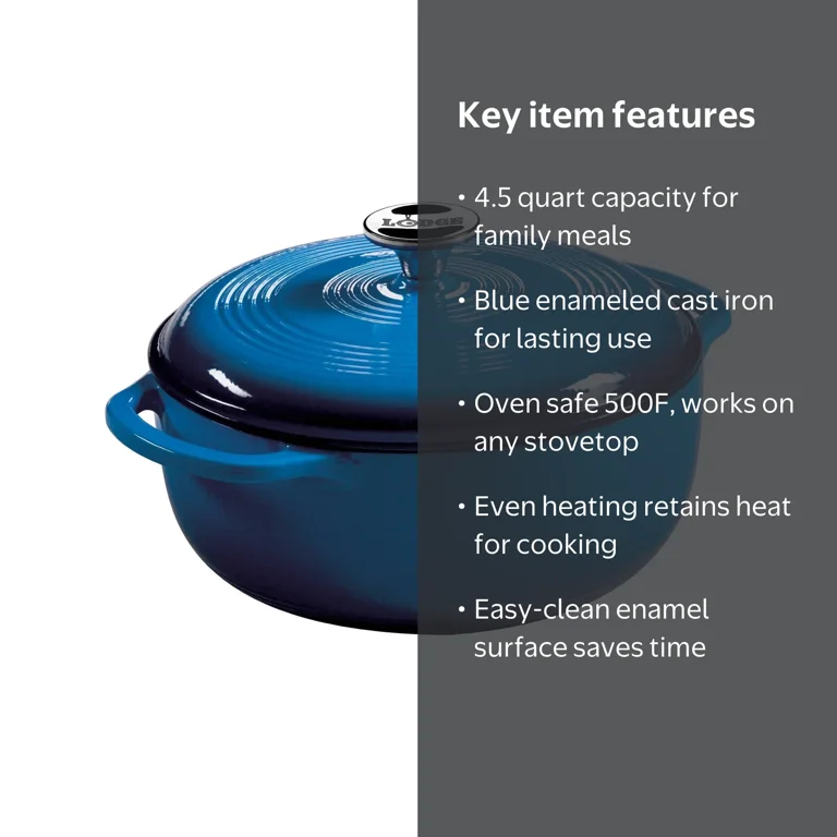 Lodge Cast Iron 4.5 Quart Enameled Dutch Oven, Blue - Walmart.com