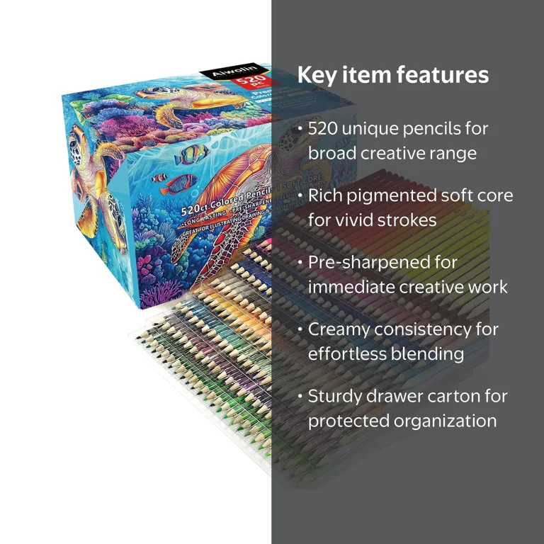 520 Colored Pencils, Rich Pigmented Soft Core Coloring Pencils