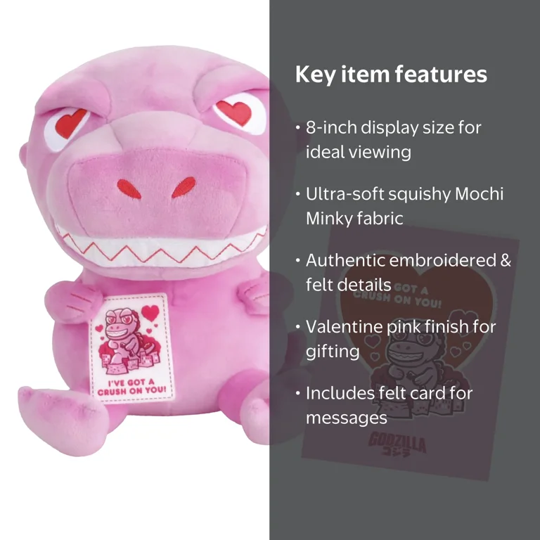 Plush Godzilla '89 with Greeting Card (Valentine's Pink) - Walmart.com