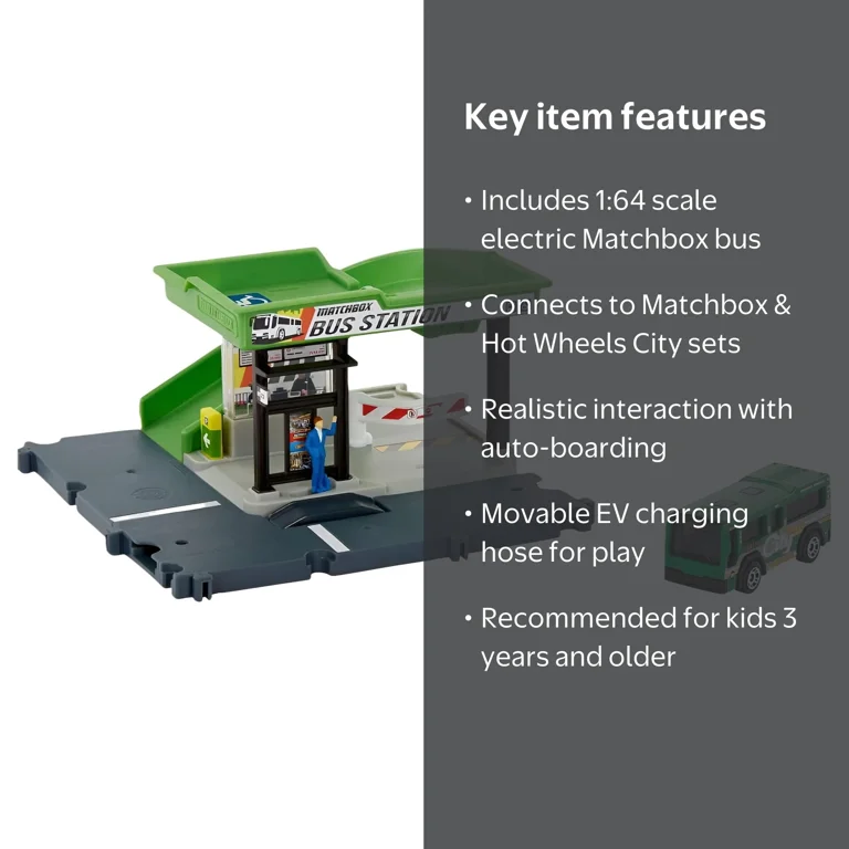 Matchbox Action Drivers Bus Station Playset with Electric Bus, 1