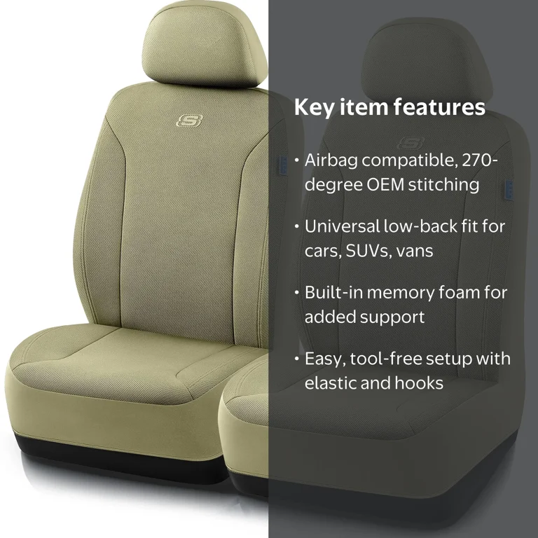 Skechers Car Seat Cover Jacquard Front Seat Cover Universal Fit