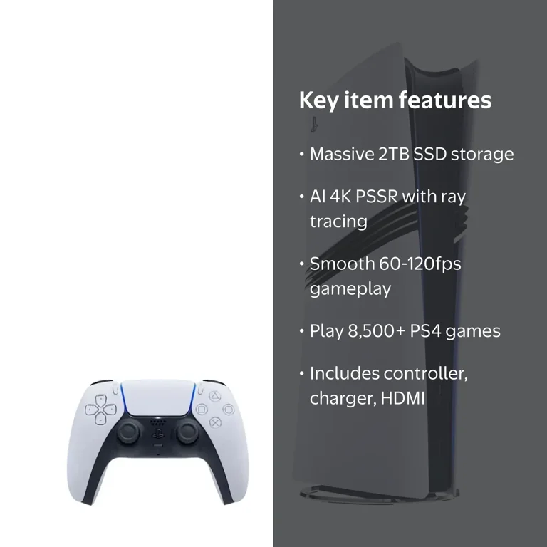 PlayStation 5 Pro 2TB SSD Console with Disc Drive, Wireless