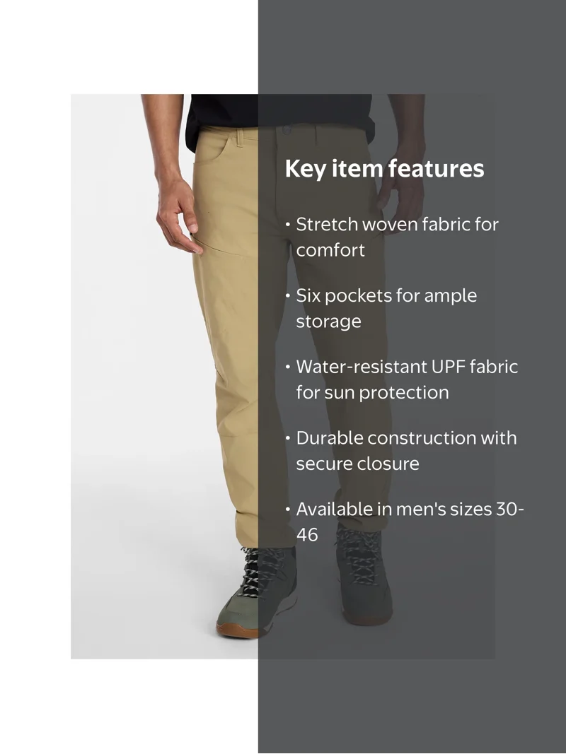 Ozark Trail Men's Hiking Pants, Sizes 30-46 with UPF Protection