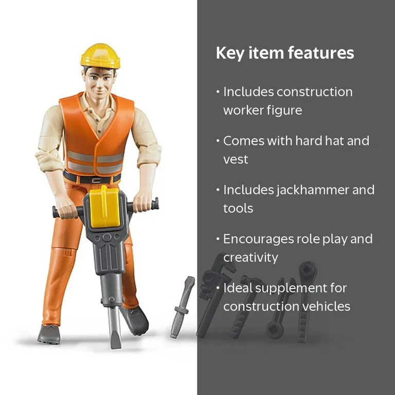 Bruder, Construction Worker with Jack Hammer & Accessories 60020