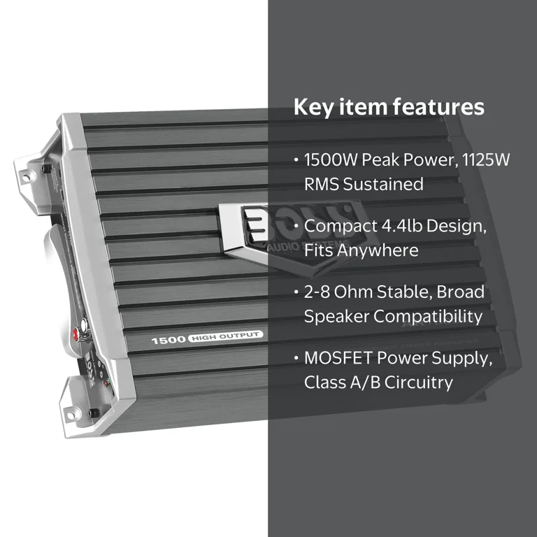 Boss Audio Systems AR1500M Monoblock Vehicle Amp, 1500W Max