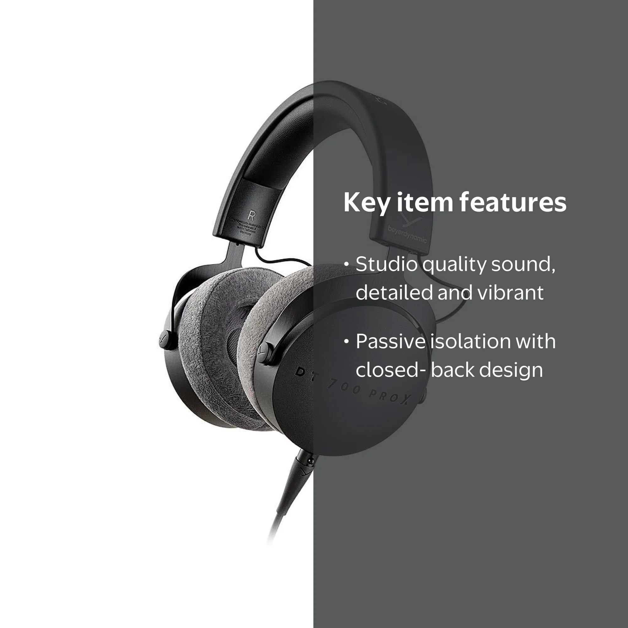 beyerdynamic, DT 700 PRO X Headphones, Closed-Back Studio, Black
