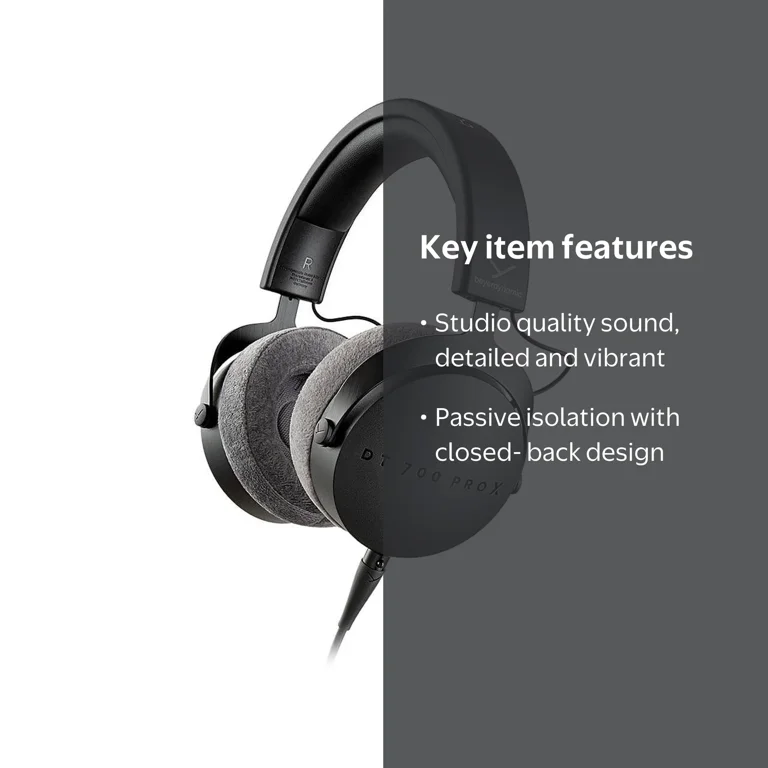 beyerdynamic, DT 700 PRO X Headphones, Closed-Back Studio, Black