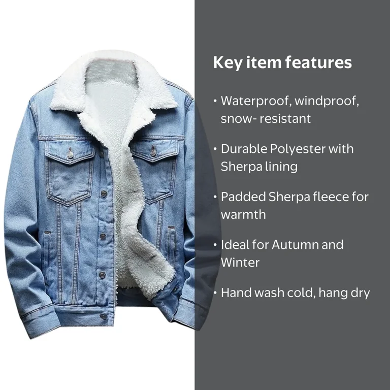 Men's Sherpa Fleece Lined Denim Trucker Jacket, Winter Jean Cowboy