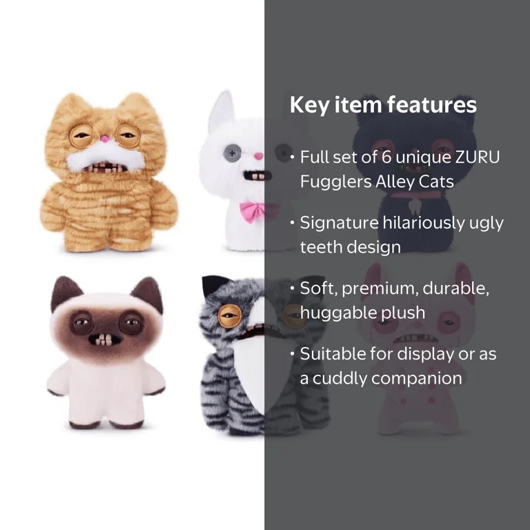 ZURU, Plush, 9 inches, Set of 6 Alley Cats plush toys - Walmart.com