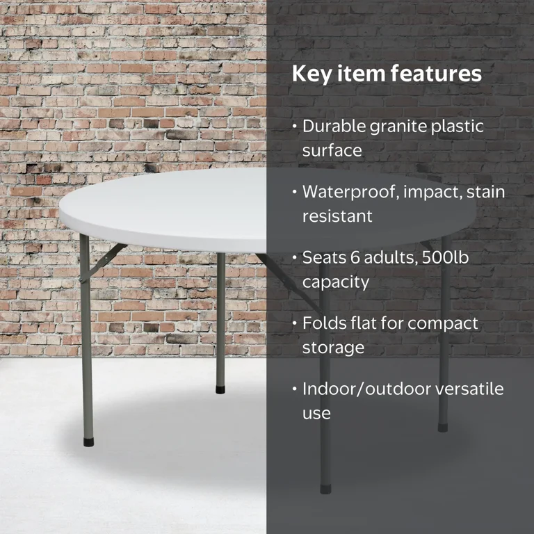 Free Shipping! Emma + Oliver 4-Foot Round Granite White Plastic