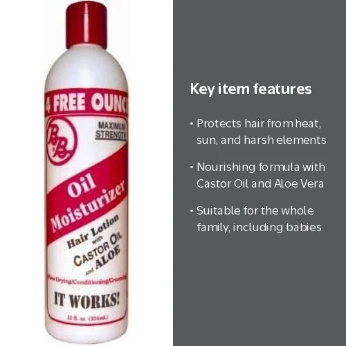 Bronner Bros., Moisturizer Aloe & Castor Hair Lotion, 12 fl oz