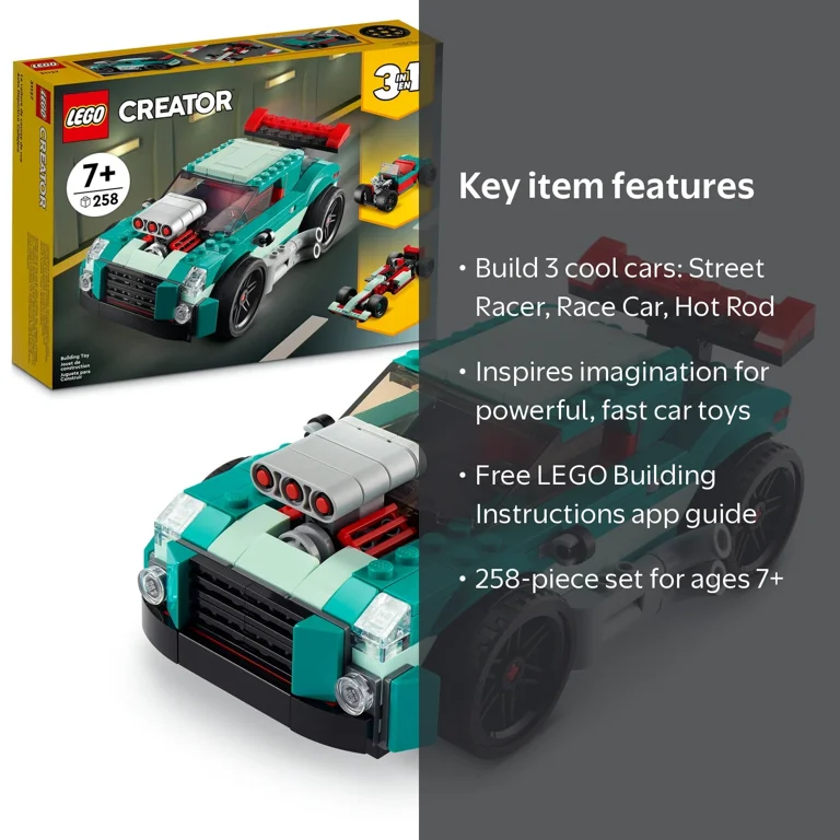 LEGO Creator Street Racer 31127, 258 Pieces, Speedy Muscle Car Toy