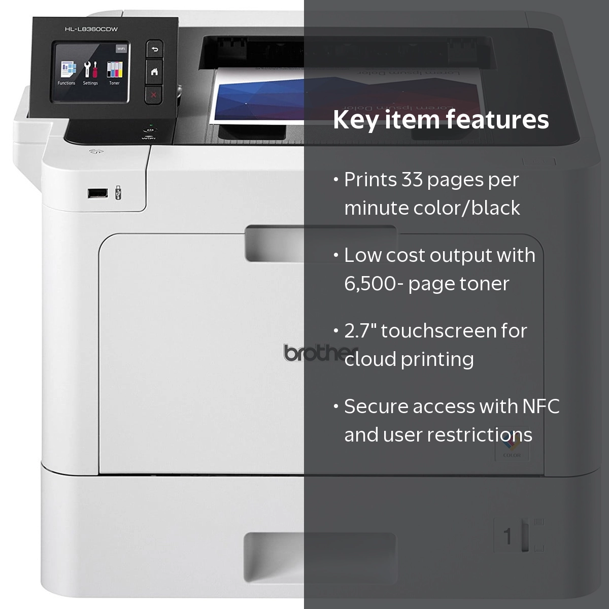Brother Business Color Laser Printer, HL-L8360CDW, Wireless