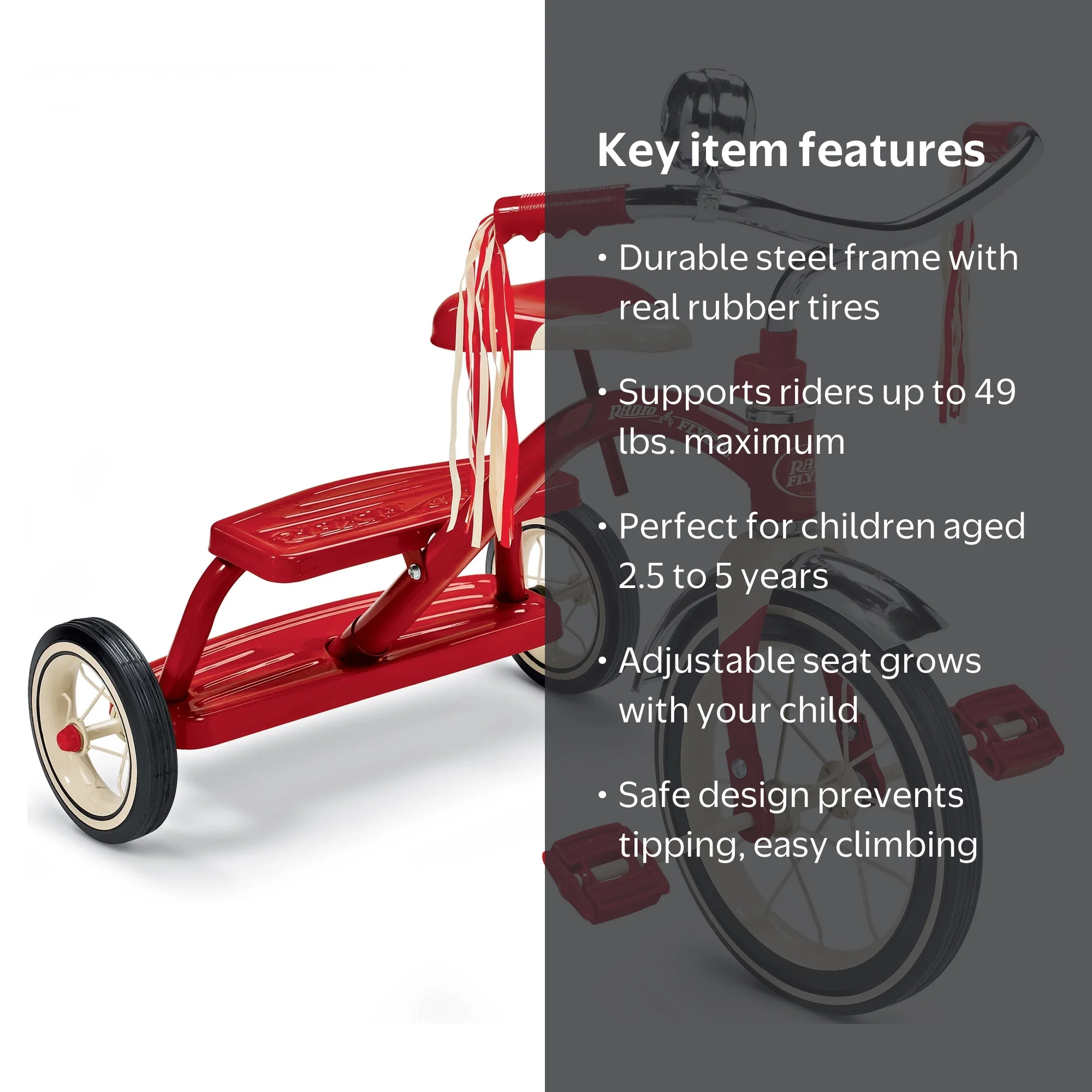 Radio Flyer Kid's Classic Red Dual Deck Tricycle, 12