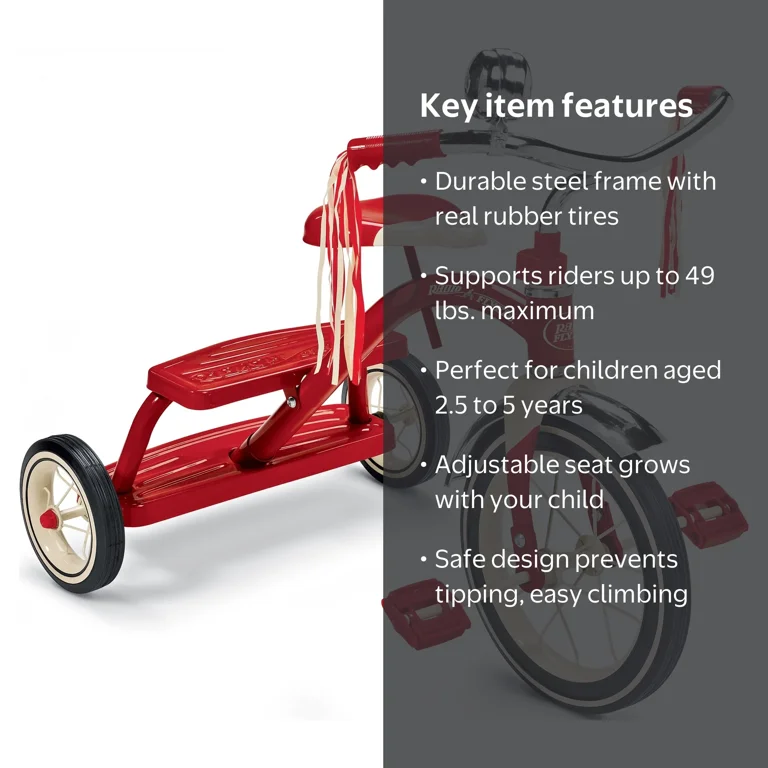 Radio Flyer Kid's Classic Red Dual Deck Tricycle, 12