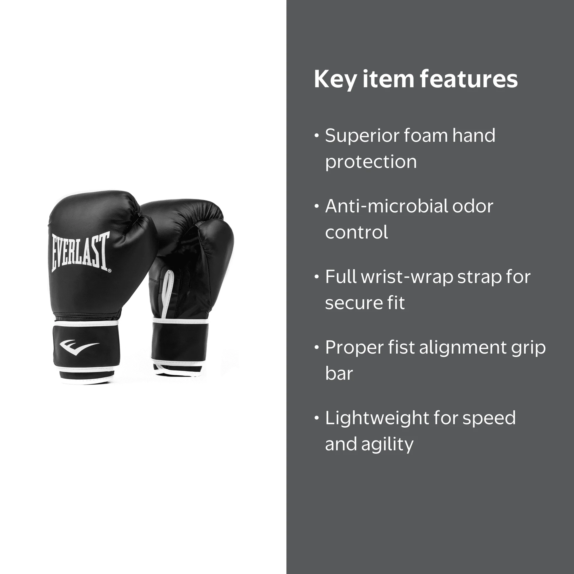 Everlast, Boxing Gloves, S/M, Synthetic Leather Black - Walmart.com