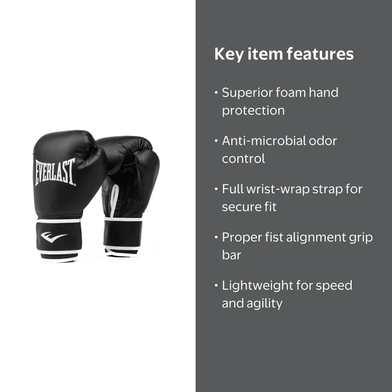 Everlast, Boxing Gloves, S/M, Synthetic Leather Black - Walmart.com