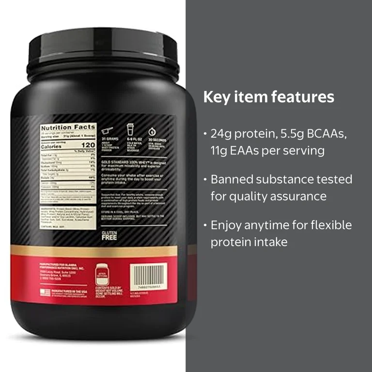 Optimum Nutrition, Whey Protein Powder, 24g Protein, Vanilla Ice