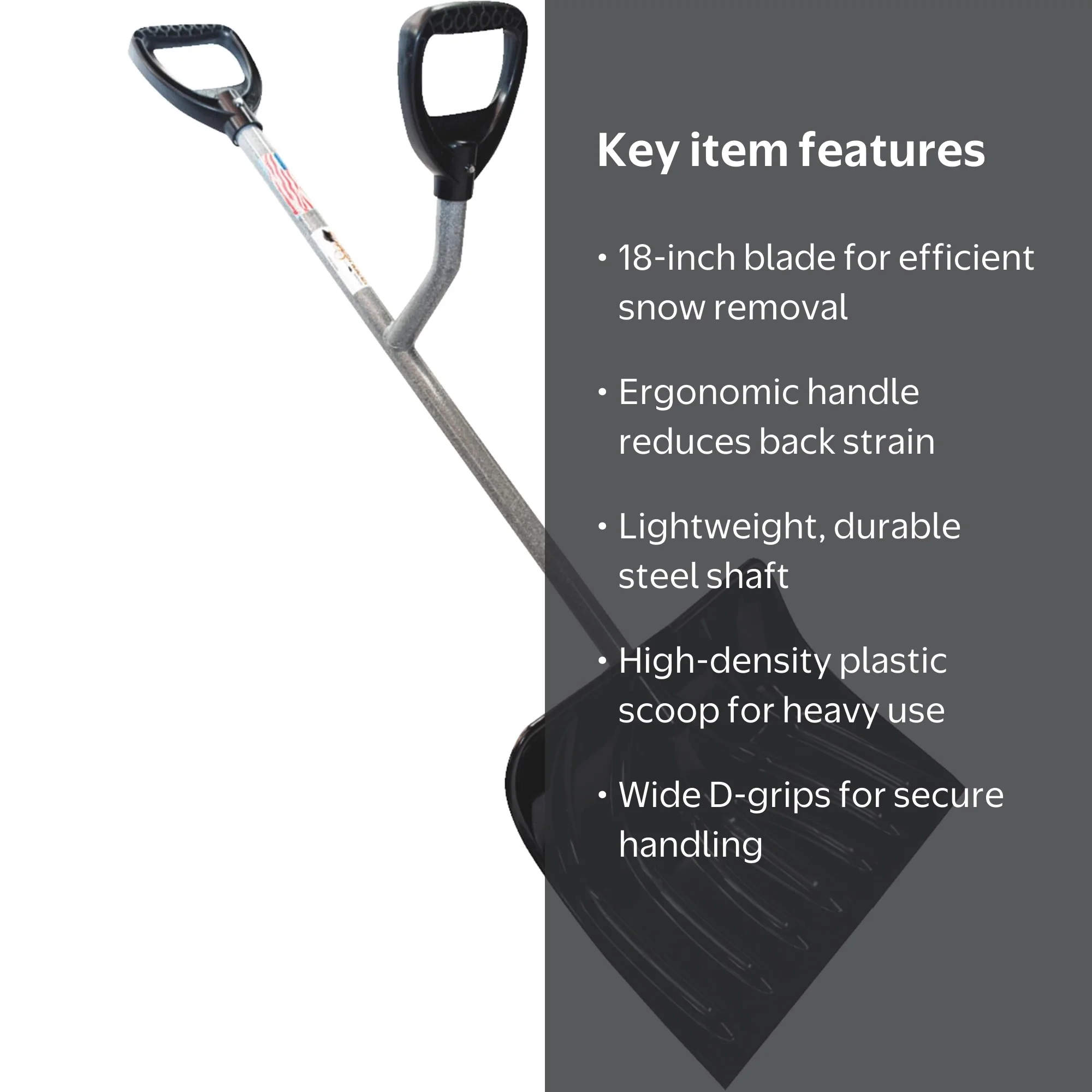 Ergie Shovel Ergonomic 18-Inch Two-Handed Ergonomic Snow Shovel