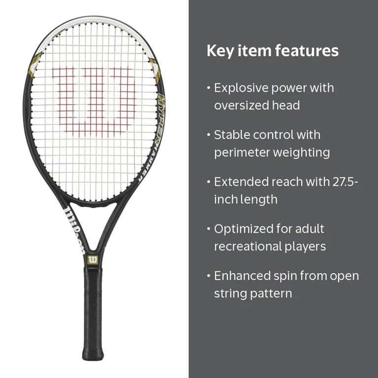Wilson Hyper Hammer 5.3 Adult Recreational Tennis Racket - Black
