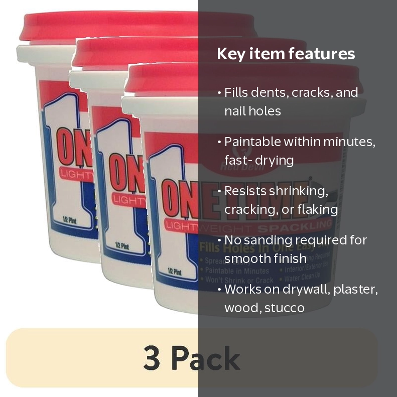 3 pack) Red Devil ONETIME® Lightweight Spackling Wall Filler 8 oz