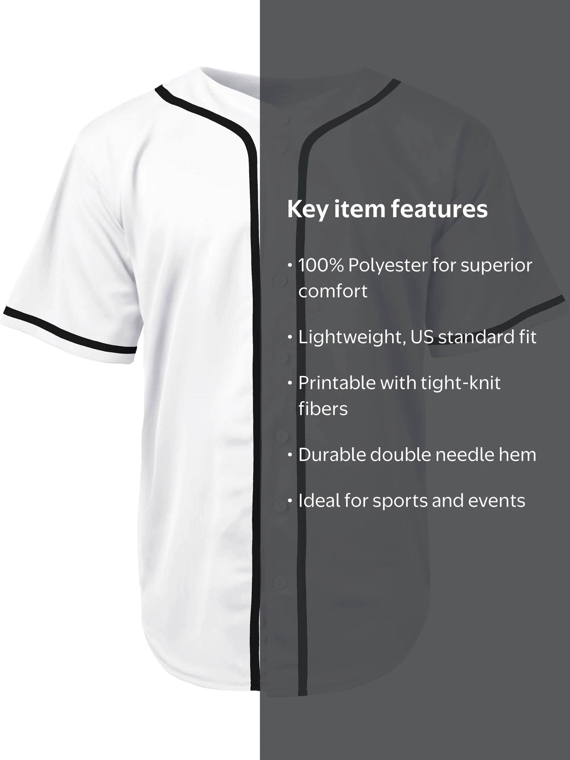 Ma Croix, Mens Team Sports Printable Jersey, 1 Pack, White