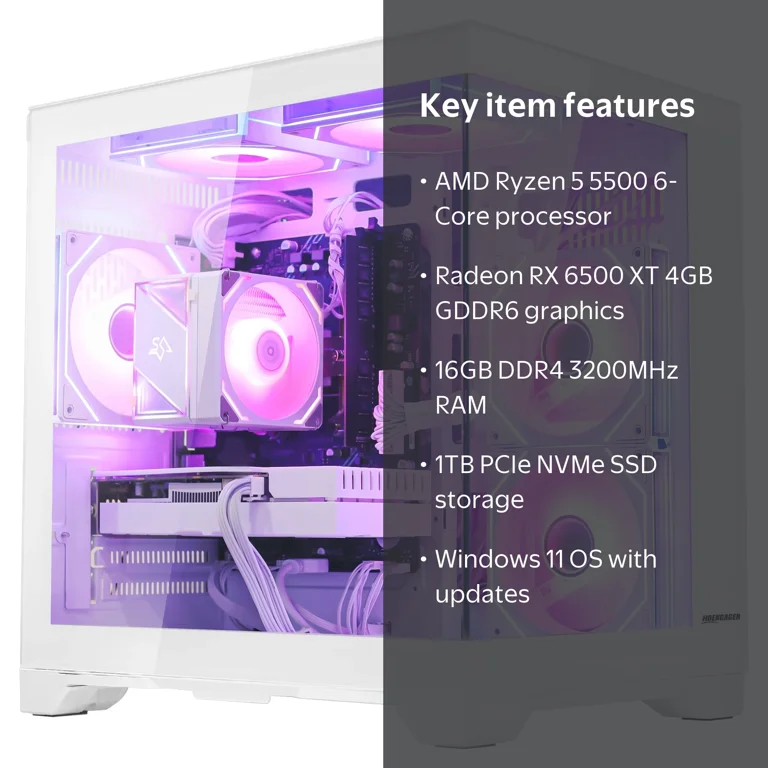 Hoengager King Gaming PC AMD Ryzen 5 5500 6-Core 3.6 GHz,Radeon RX
