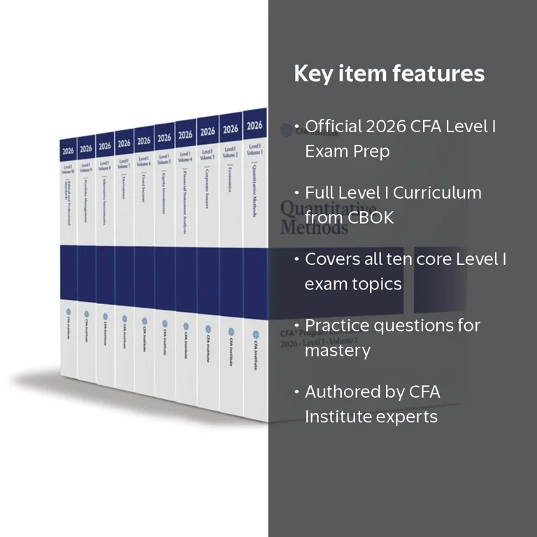 2026 Cfa Program Curriculum Level I Box Set, (Paperback) - Walmart.com
