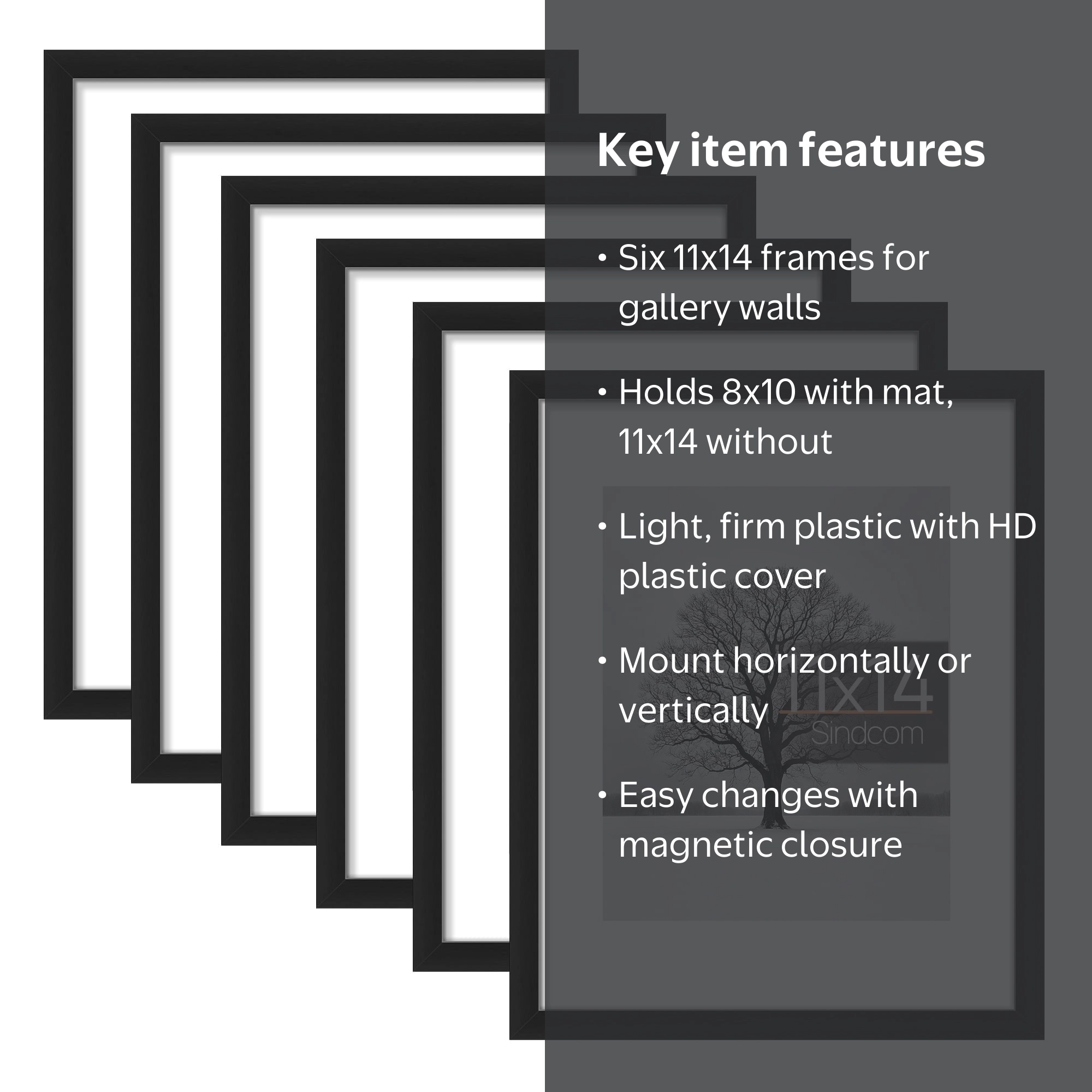 Sindcom, Picture Frames, 11x14 inches, Black, Set of 6 - Walmart.com
