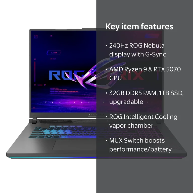 ASUS ROG Strix G18 Gaming Laptop, 18” WQXDA 240Hz, AMD Ryzen 9