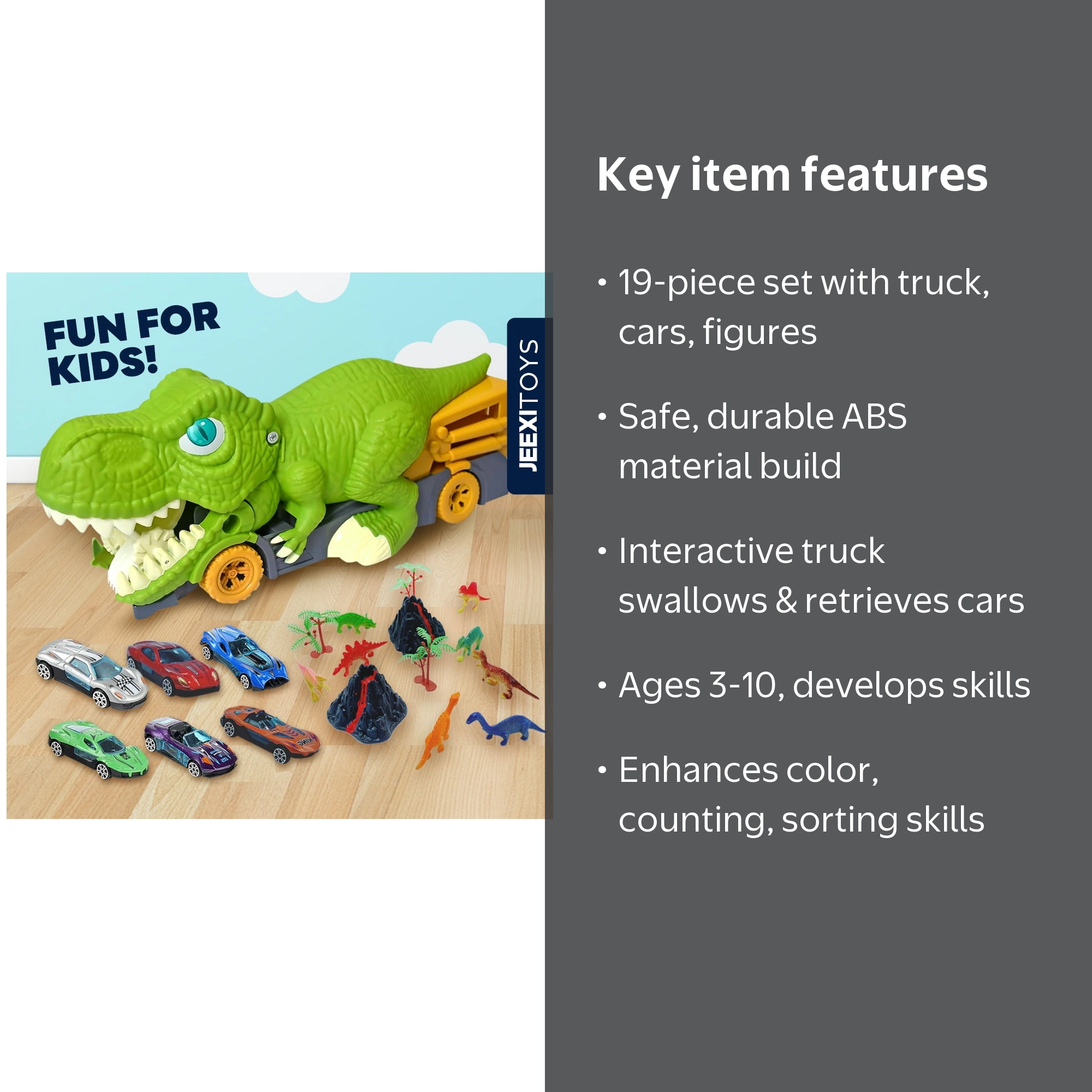 JEEXI Swallowing Cars Dinosaur Truck - 19 PCS Set, Carrier Toys