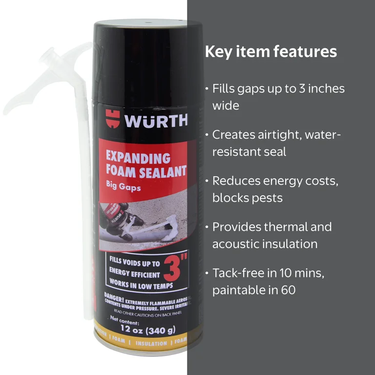 8 pack) Würth 12oz Expanding Foam Sealant for Big Gaps up to 3