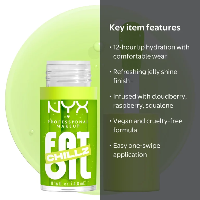 NYX Professional Makeup Fat Oil Chillz Lip Gloss, 12 Hour