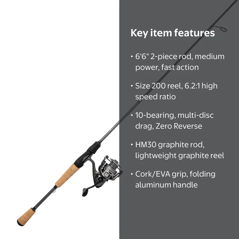 formula spinning combo Abu Garcia Max Elite bearing system with Powerlock instant anti Speed Spin CRX 6'6" Medium/Fast