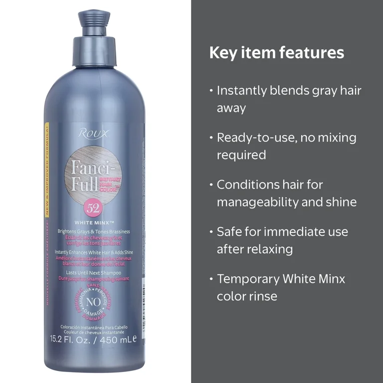 Roux, Temporary Hair Color Rinse, 52 White Minx, Brightens Tones