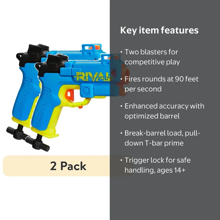 2 pack) Nerf Rival Pilot XXIII-100 Blaster, 2 Rounds, Break-Barrel
