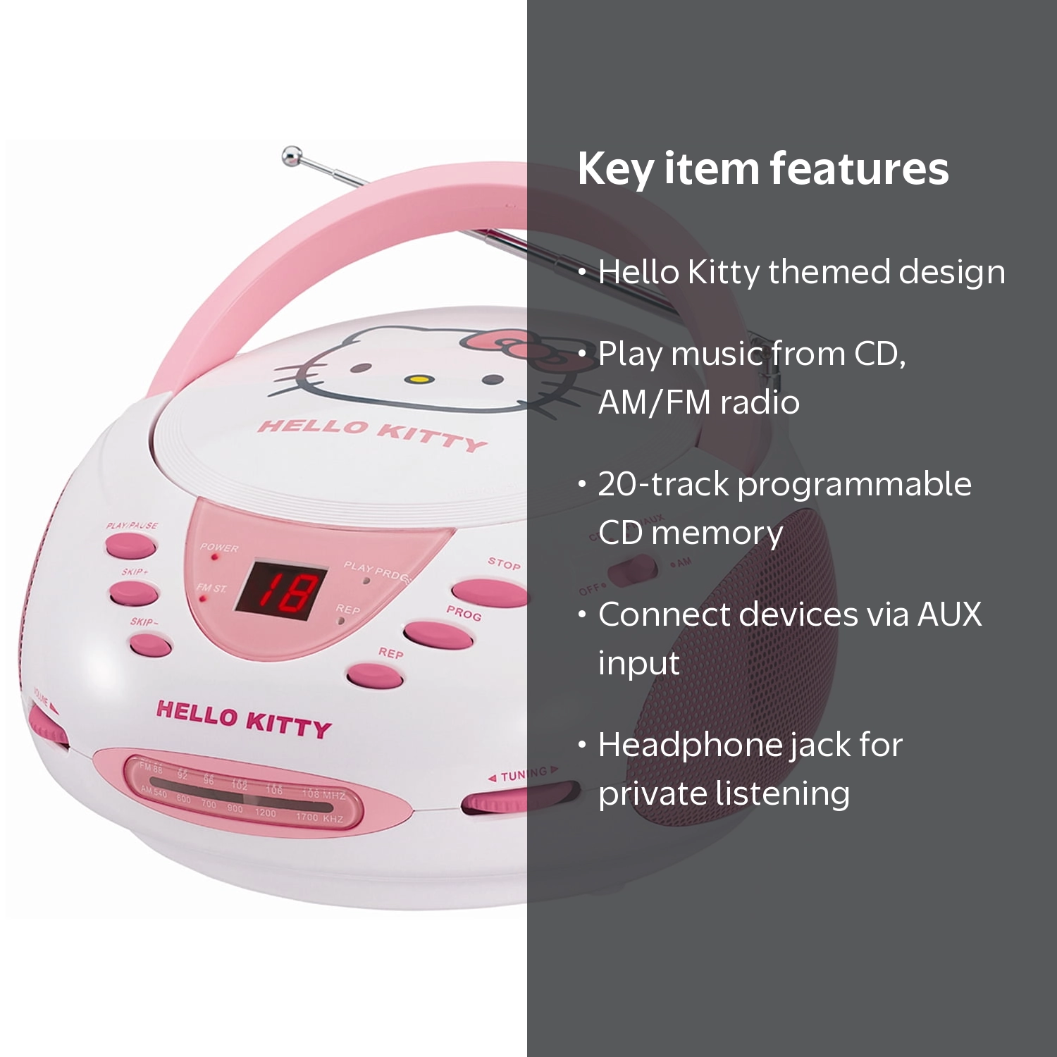 Hello Kitty Stereo CD Boombox with AM/FM Radio - Walmart.com