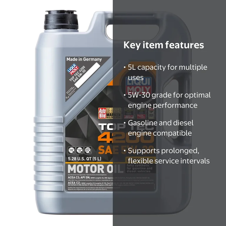 メンテナンス LIQUI MOLY TOP TEC 4200 5W-30 5L LIQUI MOLY, Top Tec 4200 5W-30 Motor Oil, 5L suitable for DPF