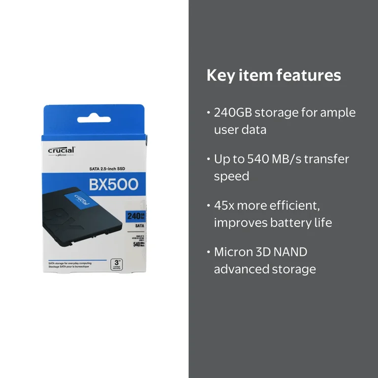 Crucial BX500 240GB 3D NAND SATA 2.5-Inch Internal SSD, up to 540