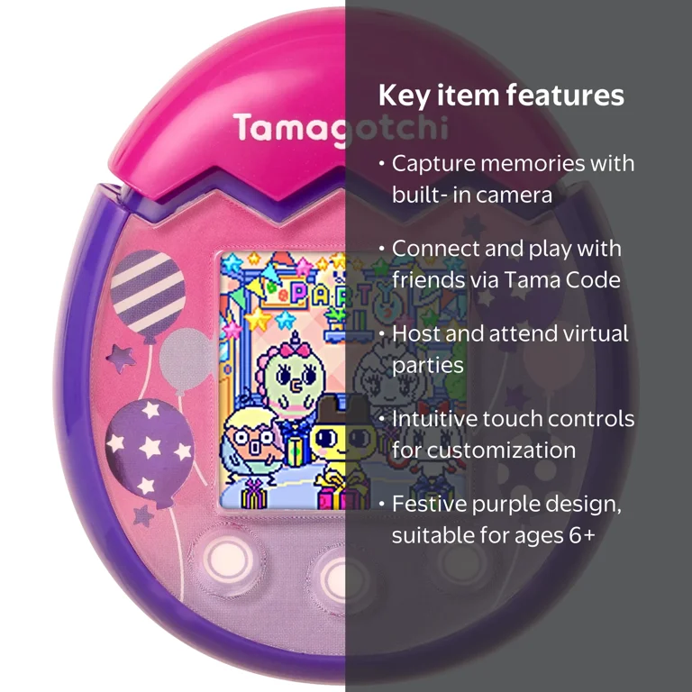 その他 Tamagotchi Pix Party Tamagotchi Pix Party Toy with Balloons Design, Purple - New