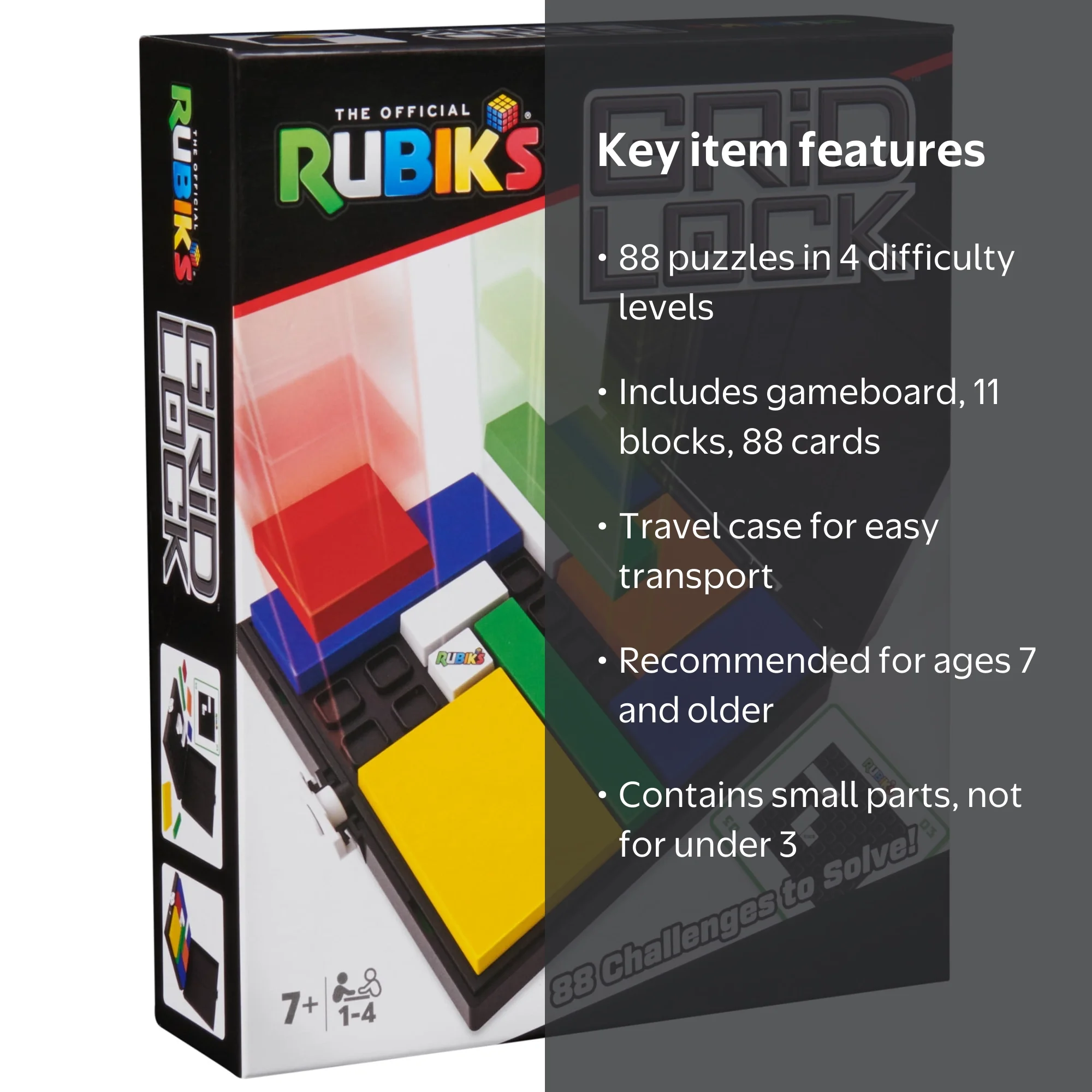 Rubik’s Cube Gridlock – Jeu De Réflexion Et Logique – 88 Défis En 4 Niveaux – Casse-tête Pour Adultes Et Enfants Dès 7 Ans