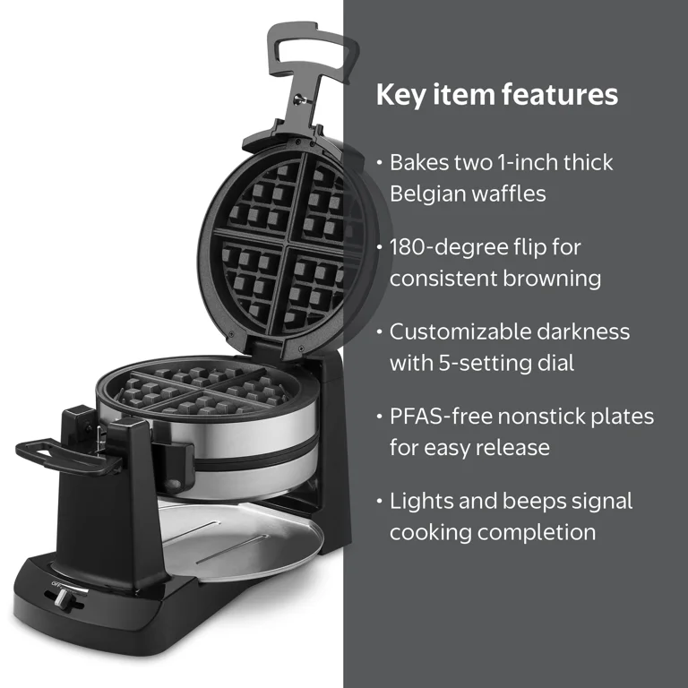 Cuisinart Double Flip Electric Belgian Waffle Maker, Stainless