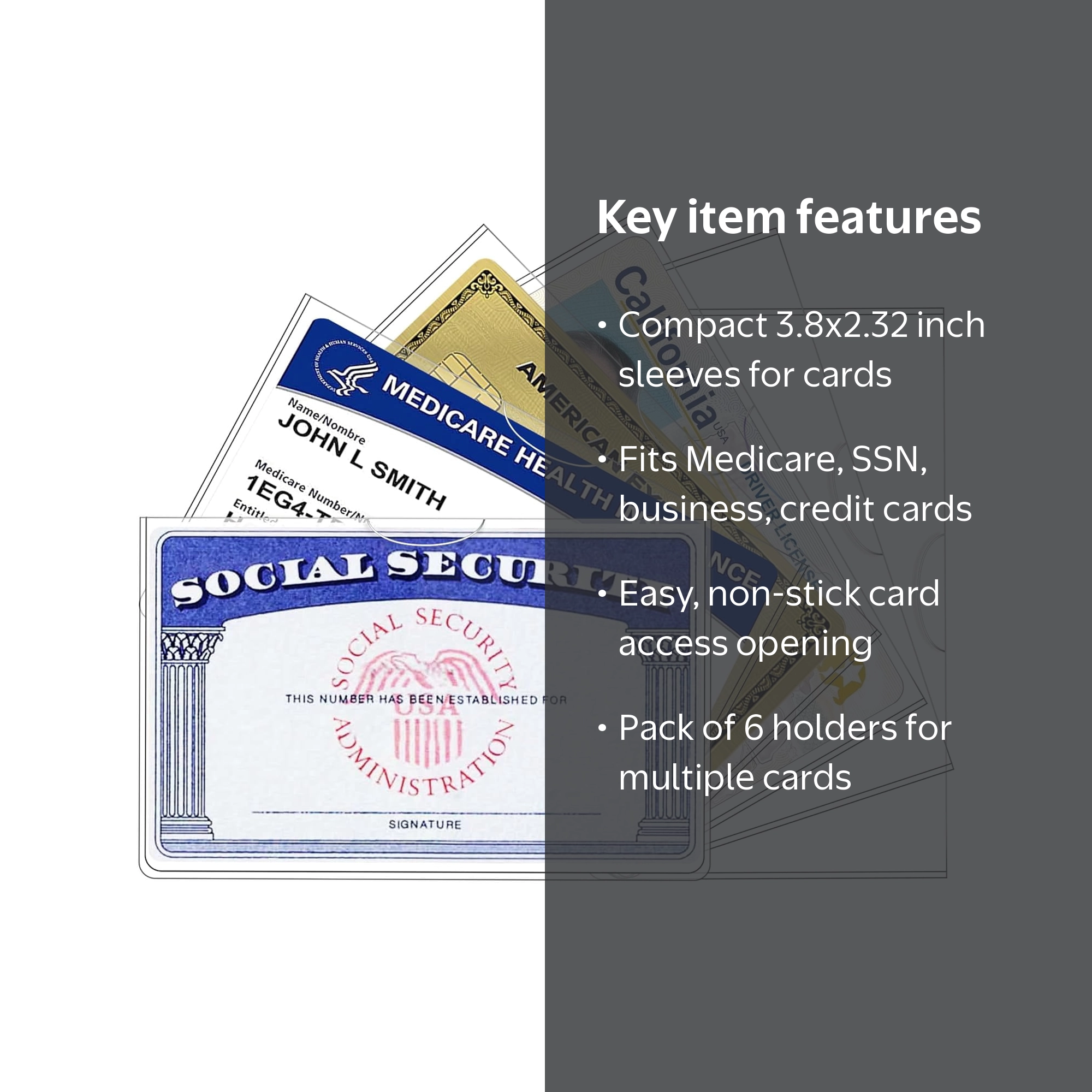 plastic sleeve for social security card Waterproof New Medicare Holder Protector 6 Pack Social Security Card