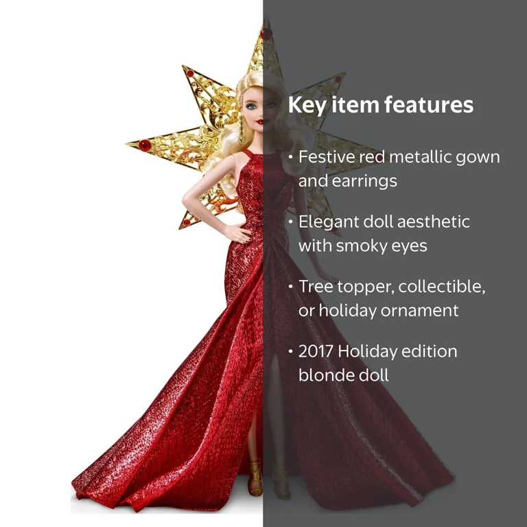 Barbie, Holiday Doll, 2017, Blonde with Star Adornment - Walmart.com
