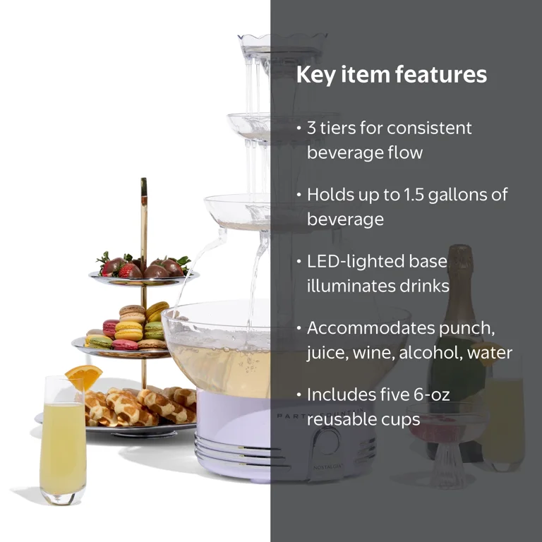 Nostalgia 3-Tier Party Drink Dispenser and Beverage Fountain with