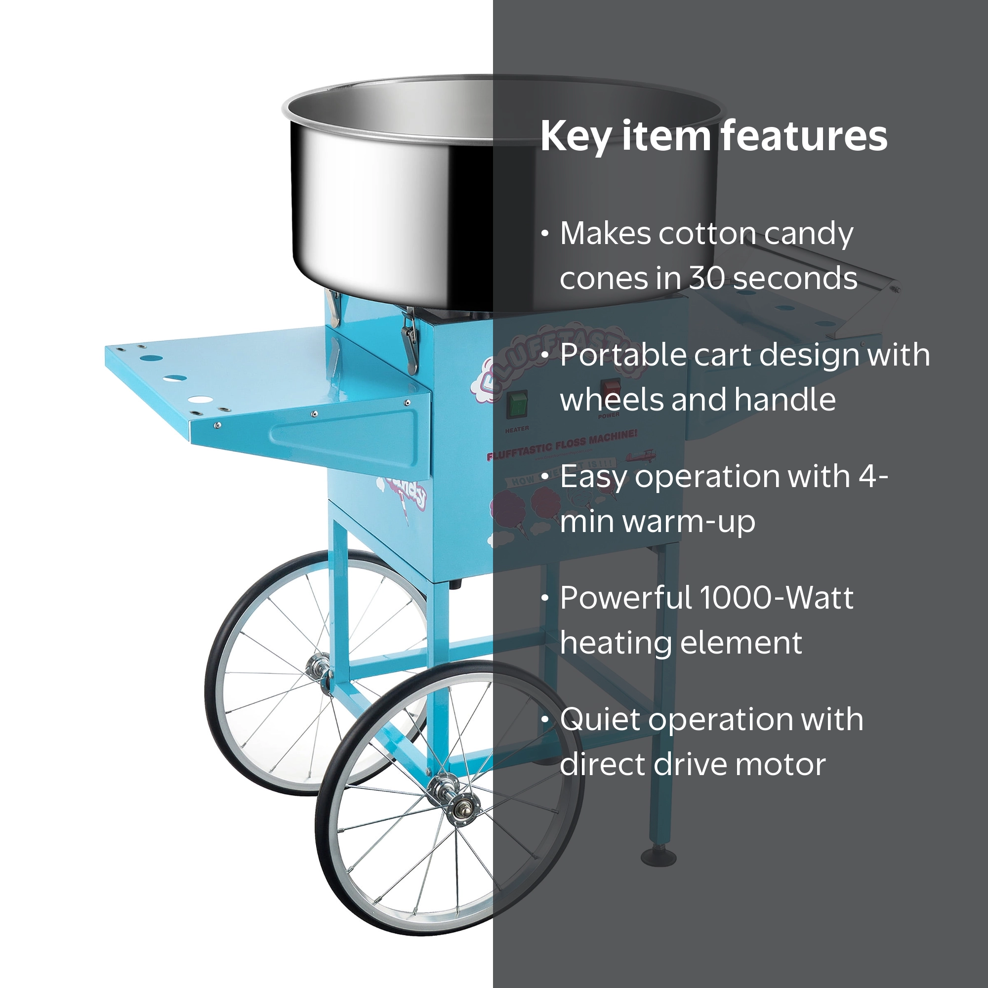 Great Northern Popcorn, Cotton Candy Machine, 1000W Flufftastic