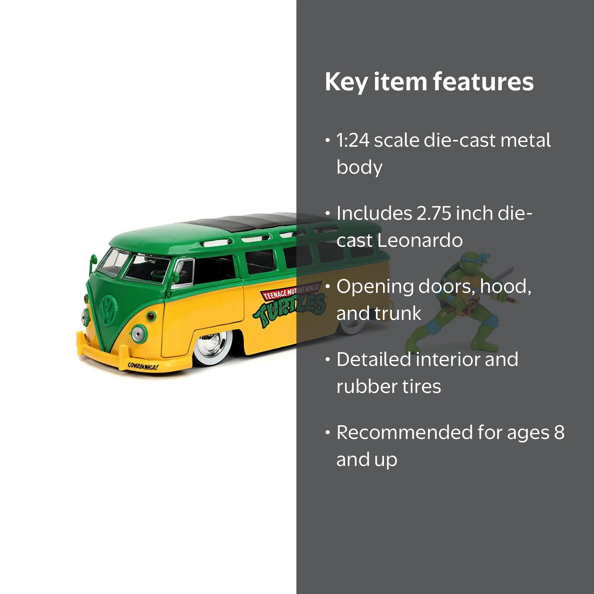 TMNT Model Die-cast 1962 Volkswagen Bus with 2.75