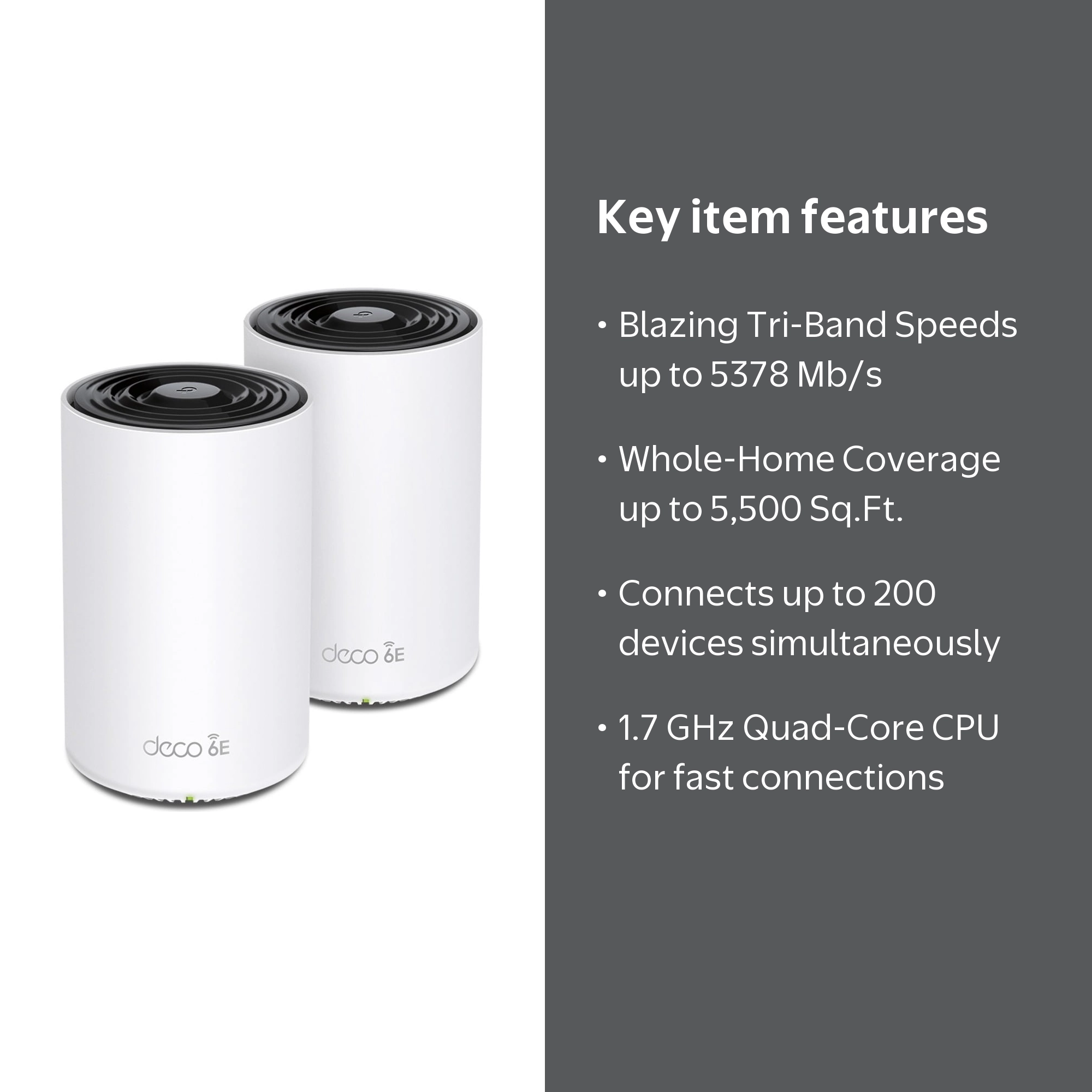TP-Link Deco AXE5400 WiFi 6E Mesh System, Tri-Band, 2.5G WAN/LAN